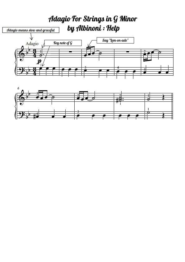 Adagio for Strings in G Minor by Albinoni Level 4 help
